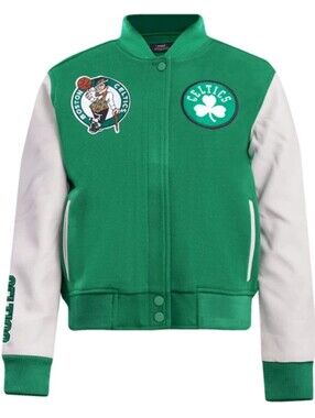 Pro Standard Women's Medium NBA Boston Celtics Green & White Varsity Jacket New